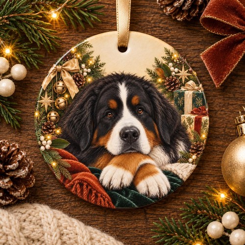 Bernese mountain dog christmas - mountain,