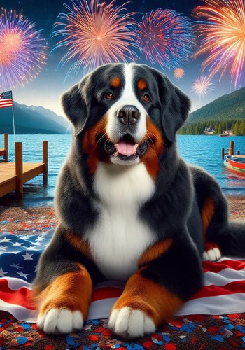 Bernese mountain dog july 4th - bernese,